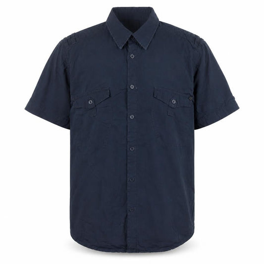 Bench Men's Blue Cotton Short Sleeve Button-Up Shirt L