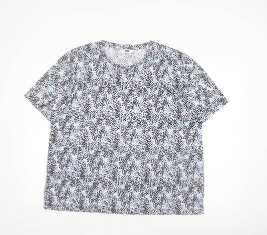 Marks and Spencer Womens Blue Floral Short Sleeve T-Shirt Size 18