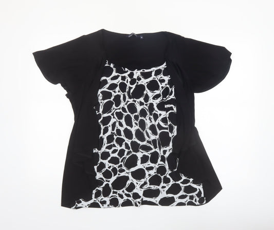 Sarah Hamilton Women's Black Geometric Tunic Blouse Size 16