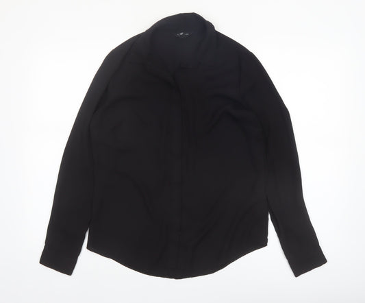 New Look Women's Black Long Sleeve Button-Up Chiffon Shirt Size 10