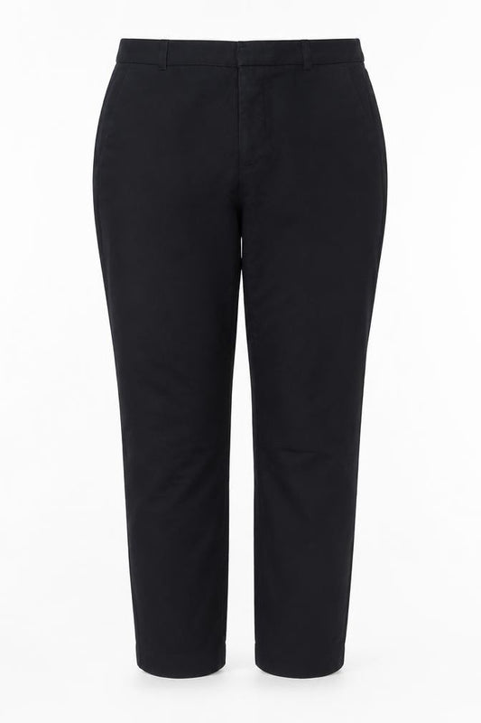 Zara Women Black Chino Trousers Size 10 Slim Fit Cotton Stretch