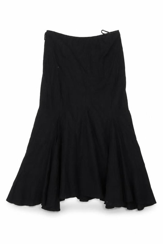 Wallis Women Black Linen Blend Flared Midi Skirt Size 12 Petite