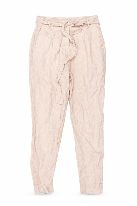 Marks and Spencer Women's Pink Linen Paperbag Tapered Trousers Size 10