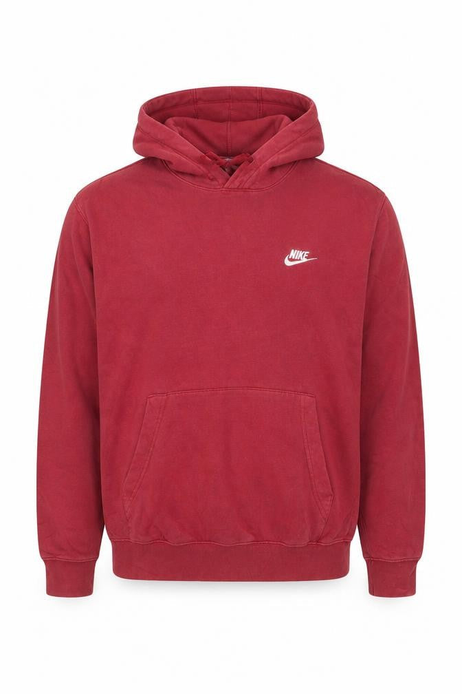 Nike Men's Red Pullover Hoodie M Regular Fit Fleece Logo Sweatshirt