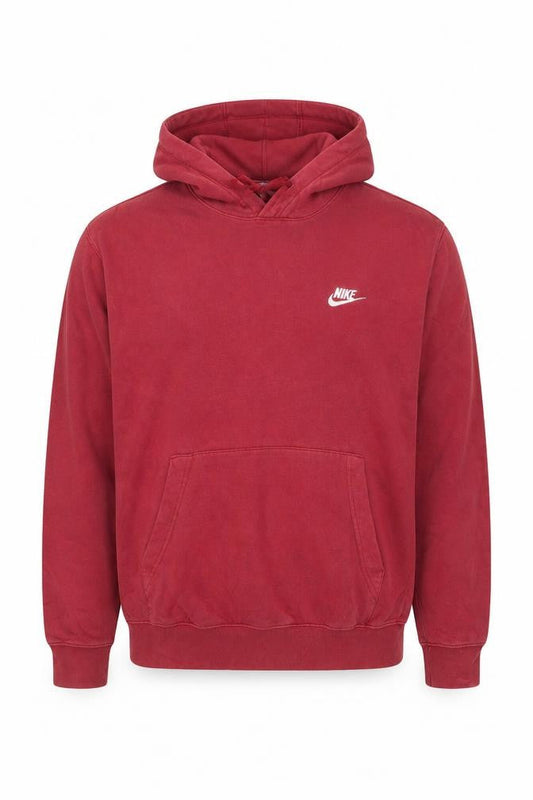 Nike Men's Red Pullover Hoodie M Regular Fit Fleece Logo Sweatshirt
