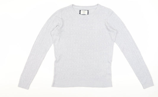 Maine New England Women’s Grey Cable-Knit Acrylic Jumper Size 12
