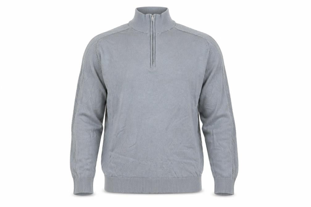Marks & Spencer Men's Pewter 1/2 Zip High Neck Jumper Size L