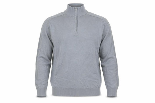 Marks & Spencer Men's Pewter 1/2 Zip High Neck Jumper Size L