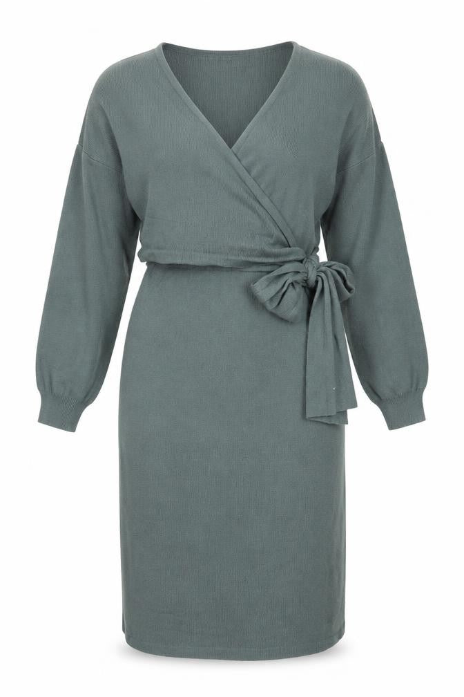 Rainbow Women’s Green Knit Wrap Dress Size 10-12 Long Sleeve