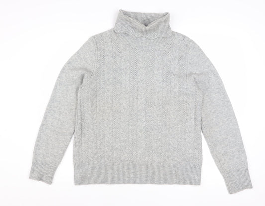 Mistral Womens Grey Cable Knit Roll Neck Jumper Size 12