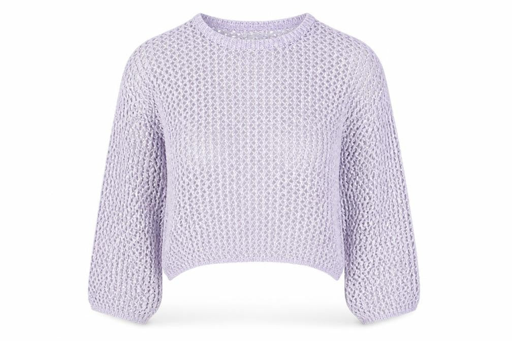 Monki Women Purple Open-Knit Pullover Jumper XL Casual Lightweight