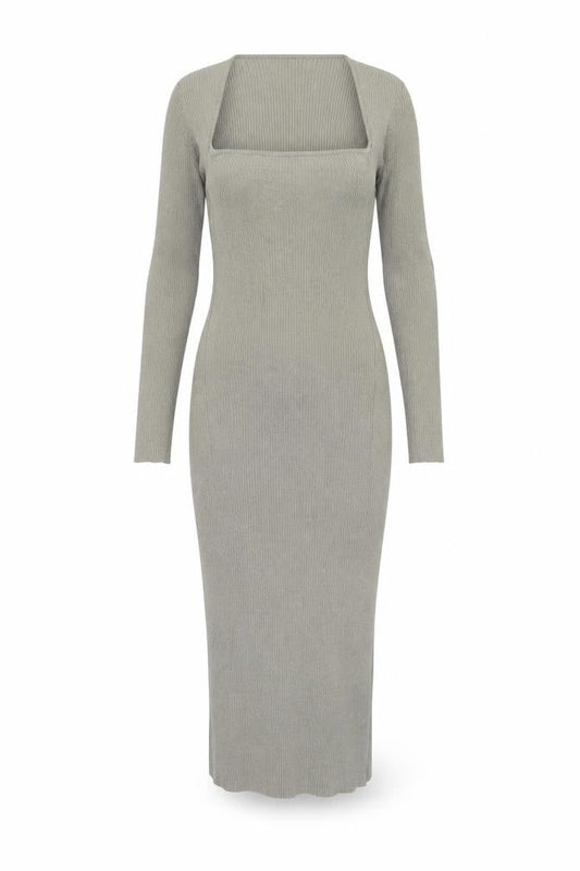 H&M Women Grey Long Sleeve Bodycon Midi Dress Size 12