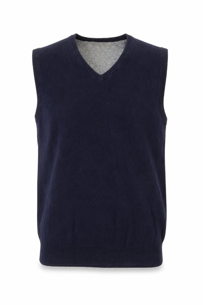 Marks & Spencer Men's Blue Cotton Cashmere V-Neck Vest S