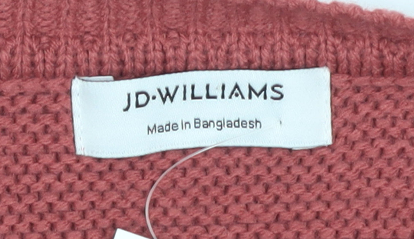 JD Williams Women Red Acrylic Knit Long Sleeve Pullover Jumper Size 16/18