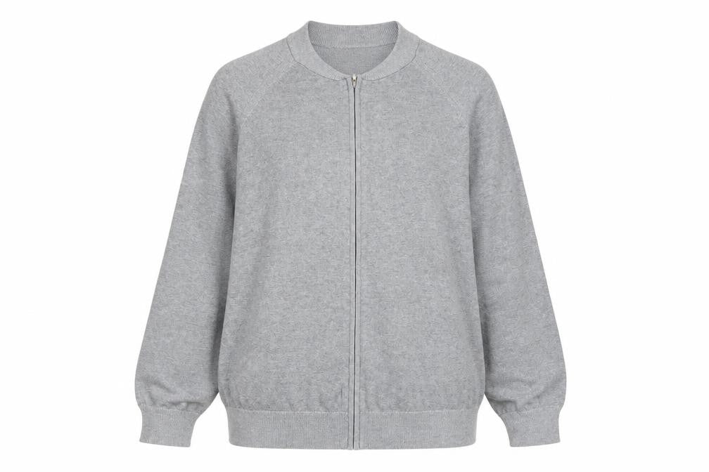 Front view of Easy Women's Grey Full Zip Knit Jumper XL Casual Lightweight