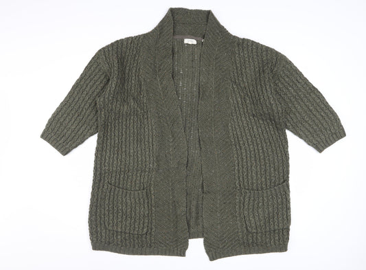 Fat Face Women's Green Chunky Knit Open Cardigan Size 12