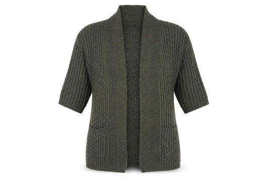 FatFace Women's Green Chunky Knit Open Cardigan Size 12