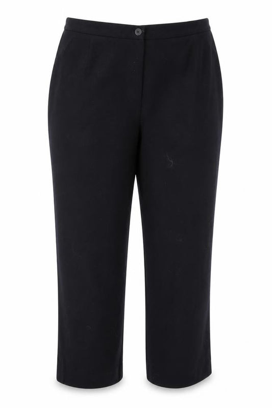 CC Women Black Wool Blend Mid Rise Straight Leg Trousers Size 16
