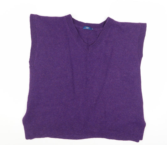 Cotton Traders Women's Purple Wool Blend Sleeveless V-Neck Vest Size 22