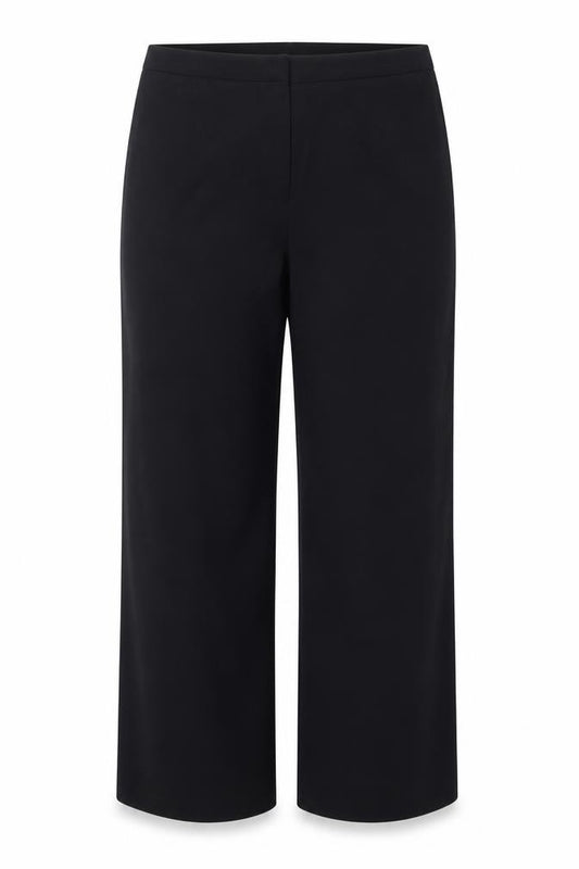 CC Women Black Wool Blend Stretch Straight Leg Trousers Size 16