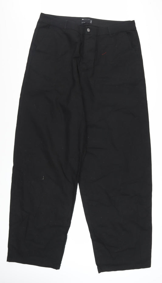 ASOS Design Men's Black Chino Trousers 36W 34L Cotton Blend