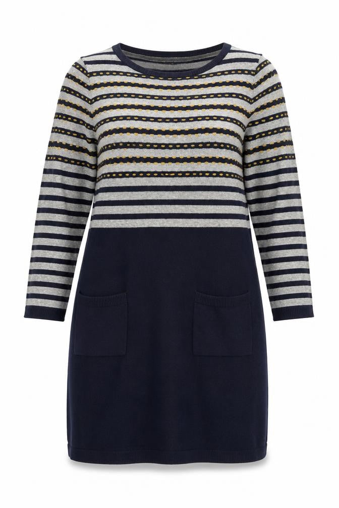 White Stuff Women’s Blue Striped Knit Shift Dress Size 12