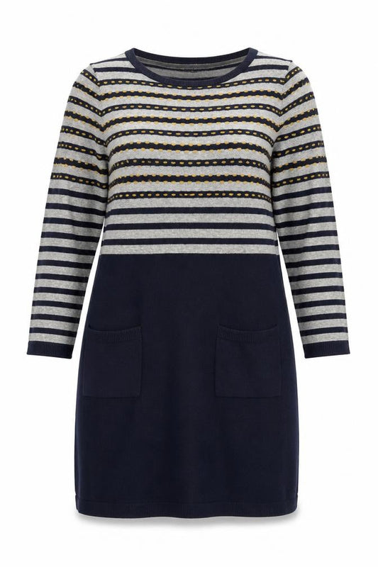 White Stuff Women’s Blue Striped Knit Shift Dress Size 12