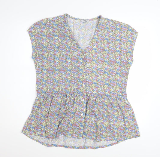 Cerulean by Blue Diamond Women's Multi Floral Peplum Blouse Size M