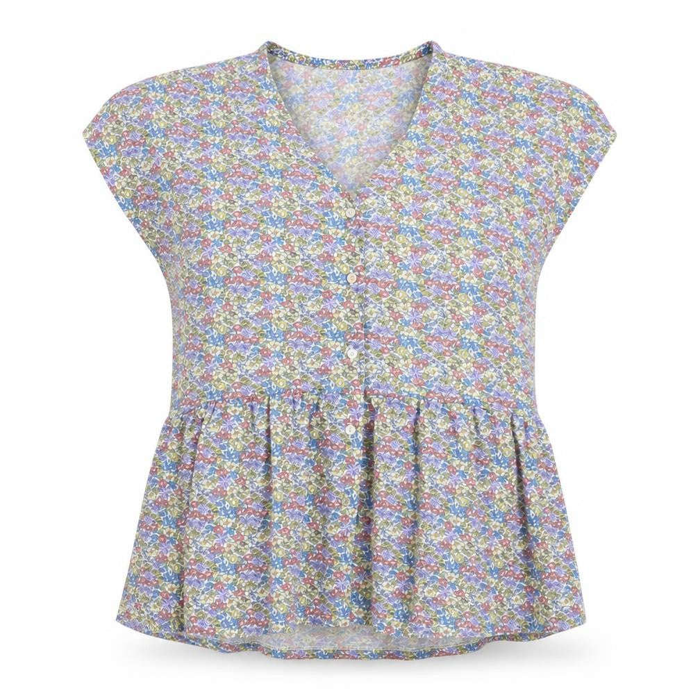 Cerulean by Blue Diamond Women's Multi Floral Peplum Blouse Size M