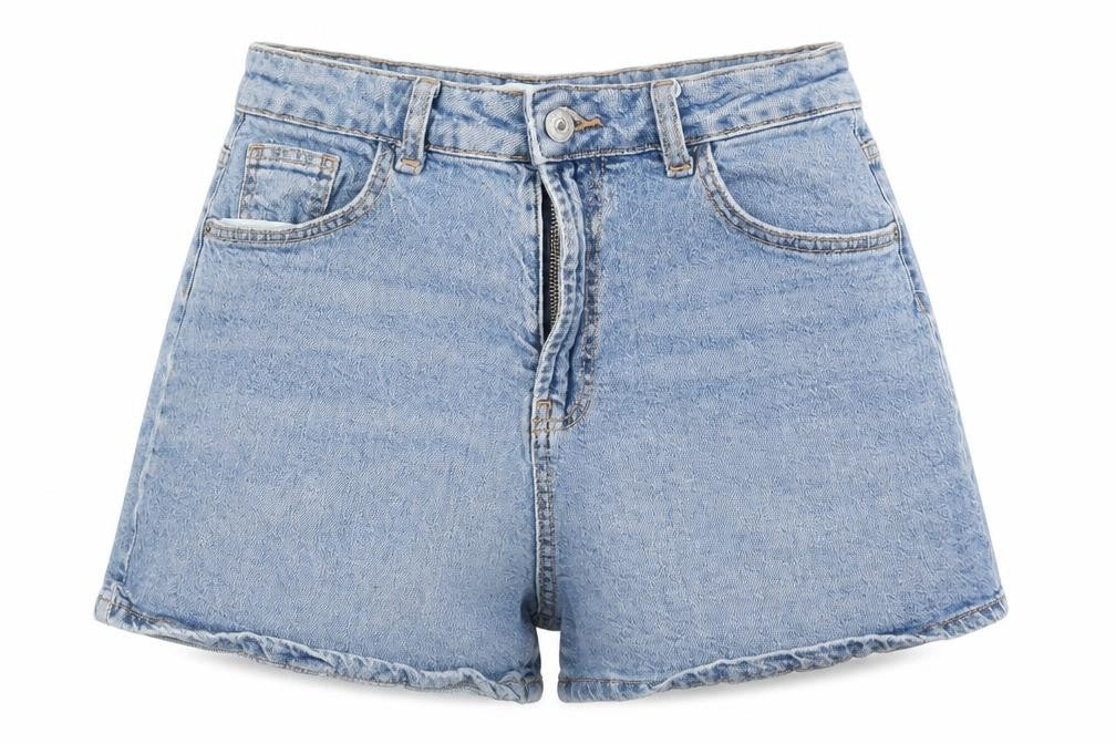Front view of Denim Co. Women's Blue High Rise Mom Denim Shorts, size 10