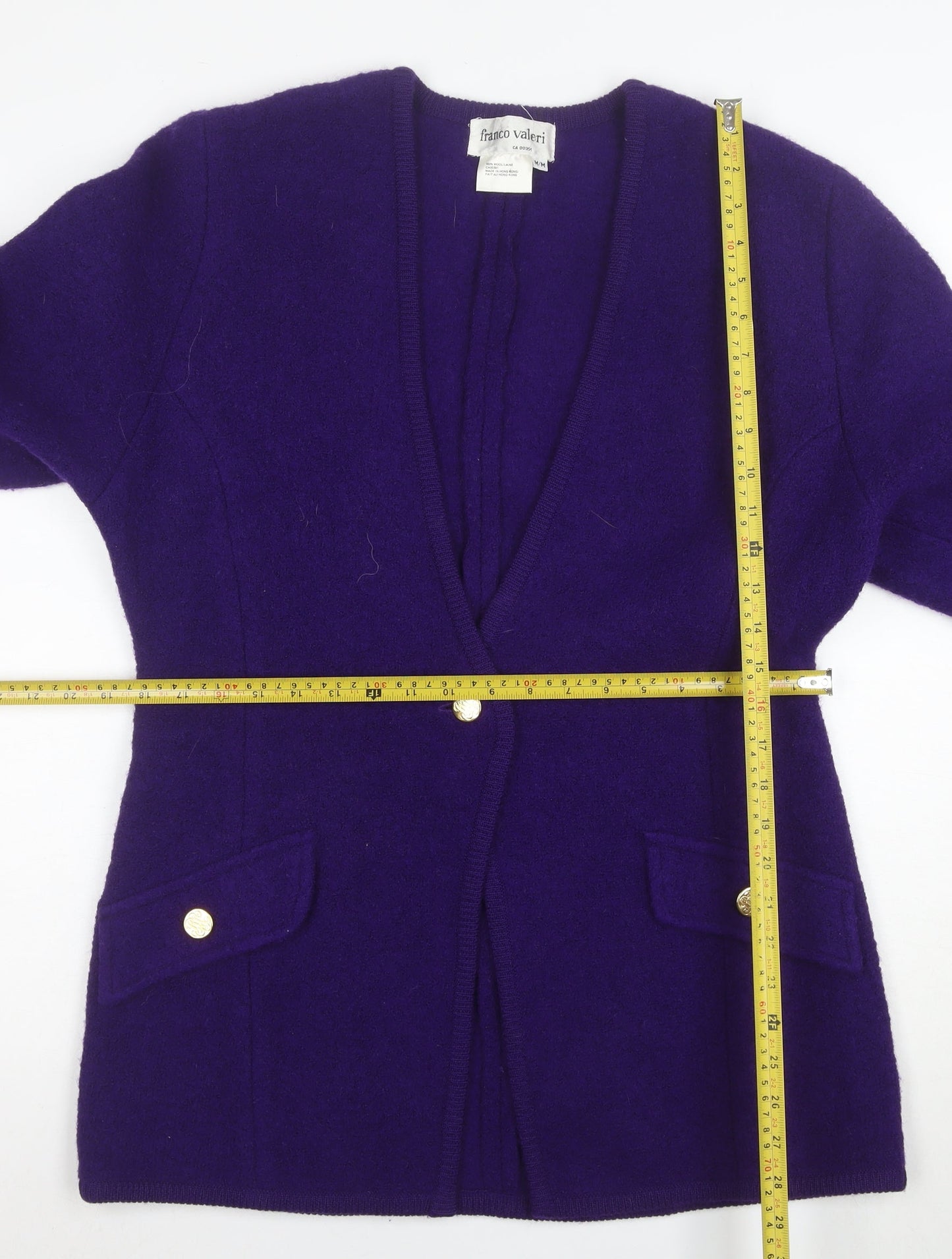 Franco Valeri Women's Purple Wool Blazer Jacket Size M Gold Buttons