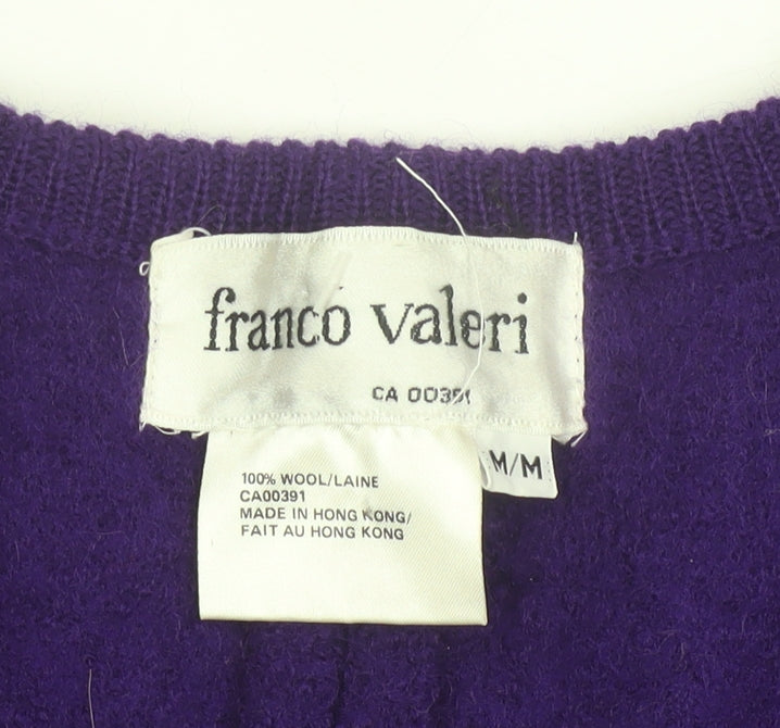 Franco Valeri Women's Purple Wool Blazer Jacket Size M Gold Buttons