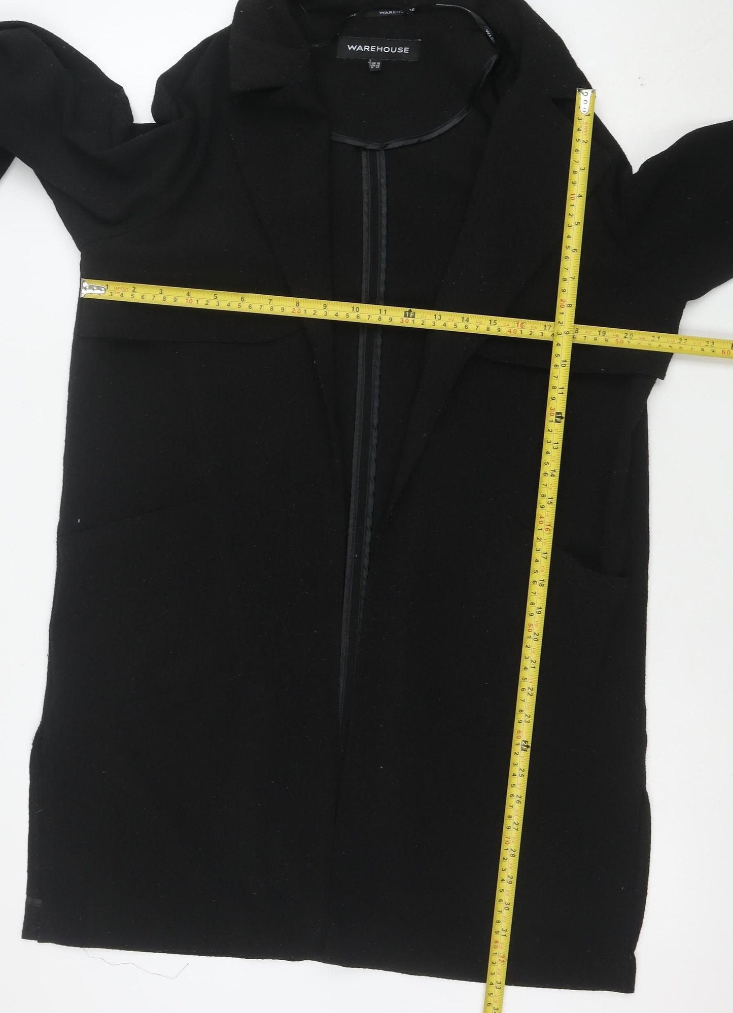 Warehouse Women’s Black Crepe Blazer Size 12 Regular Fit