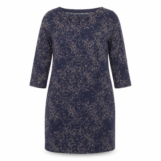 Next Women Blue Floral Shift Dress Size 10 3/4 Sleeve Knit