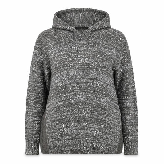 Next Women’s Grey Sequin Wool Blend Hooded Cowl Neck Jumper Size 10