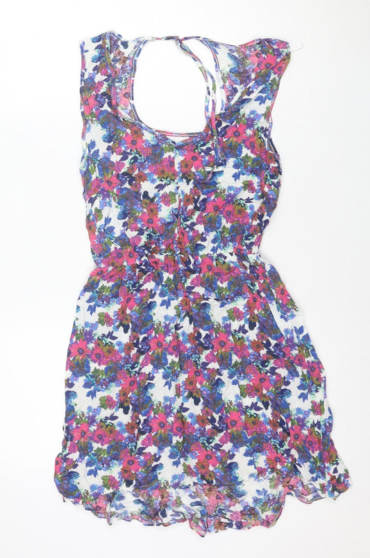 Next Women's Multicoloured Floral Skater Dress Size 10 Sleeveless