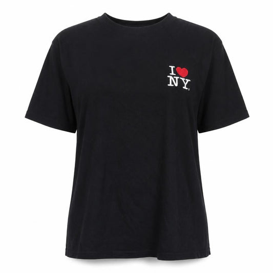 I Love NY Womens Black XL Graphic Embroidered Cotton T-Shirt
