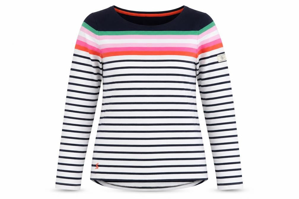 Joules Womens Multicoloured Striped Long Sleeve Cotton T-Shirt Size 12