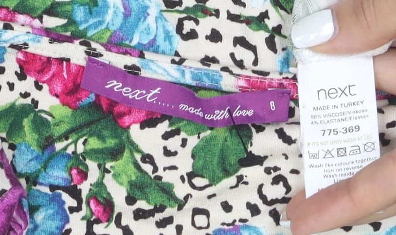 Next Women’s Multicoloured Floral Animal Print Shift Dress Size 8
