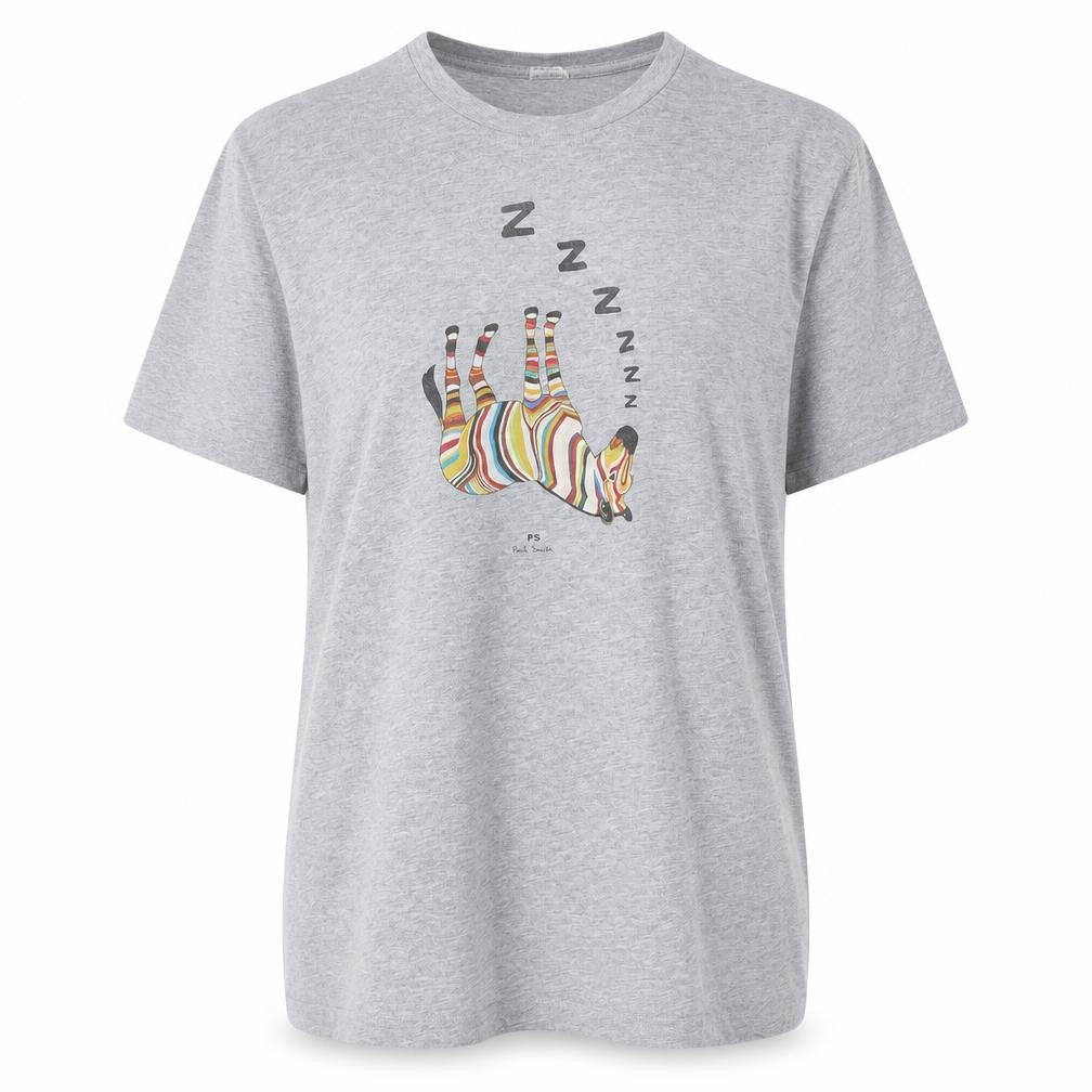 Paul Womens Smith Grey Zebra Print Cotton T-Shirt Size S
