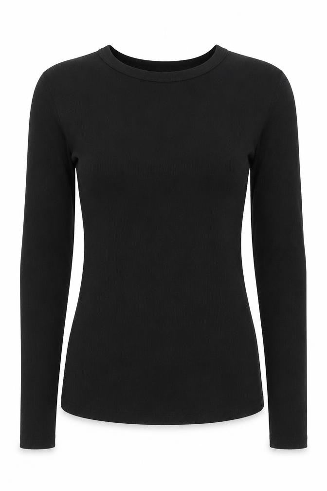 Mango Women's Black Slim Fit Long Sleeve Basic T-Shirt Size S