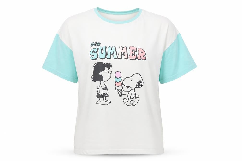 Marks & Spencer Peanuts Girls White Blue 11-12 Years Graphic T-Shirt