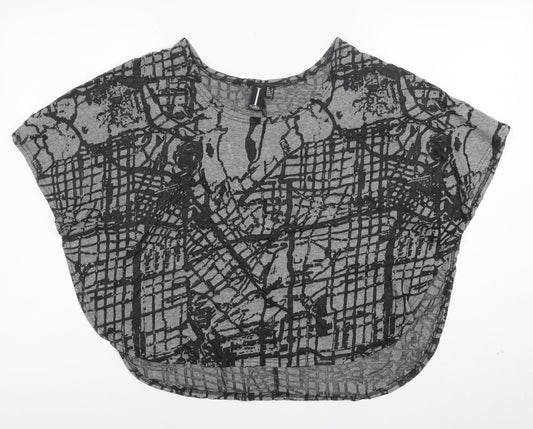 Izabel London Women’s Grey Abstract Short Sleeve Relaxed Fit T-Shirt Size 12
