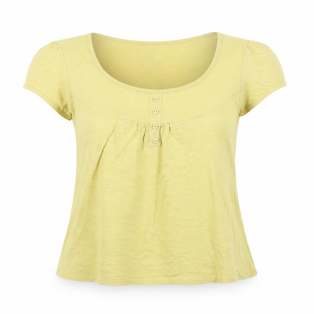 Next Women’s Yellow Cotton Scoop Neck Short Sleeve T-Shirt Size 12