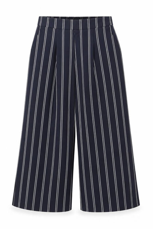 Joules Women Blue Striped Wide Leg Culotte Trousers Size 8