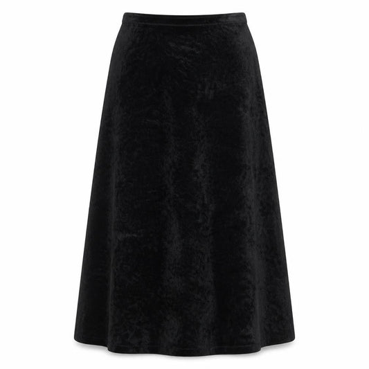 Topshop Womens Black Velvet A-Line Midi Skirt Size 12