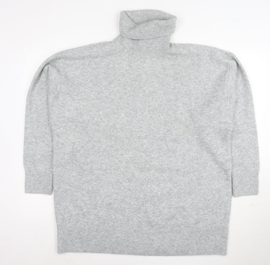Marks and Spencer Women Grey M Roll Neck Wool Blend Jumper