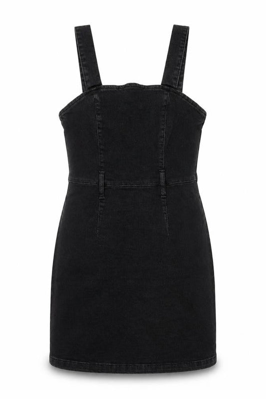 Denim & Co. Women Black Size 12 Pinafore Denim Dress