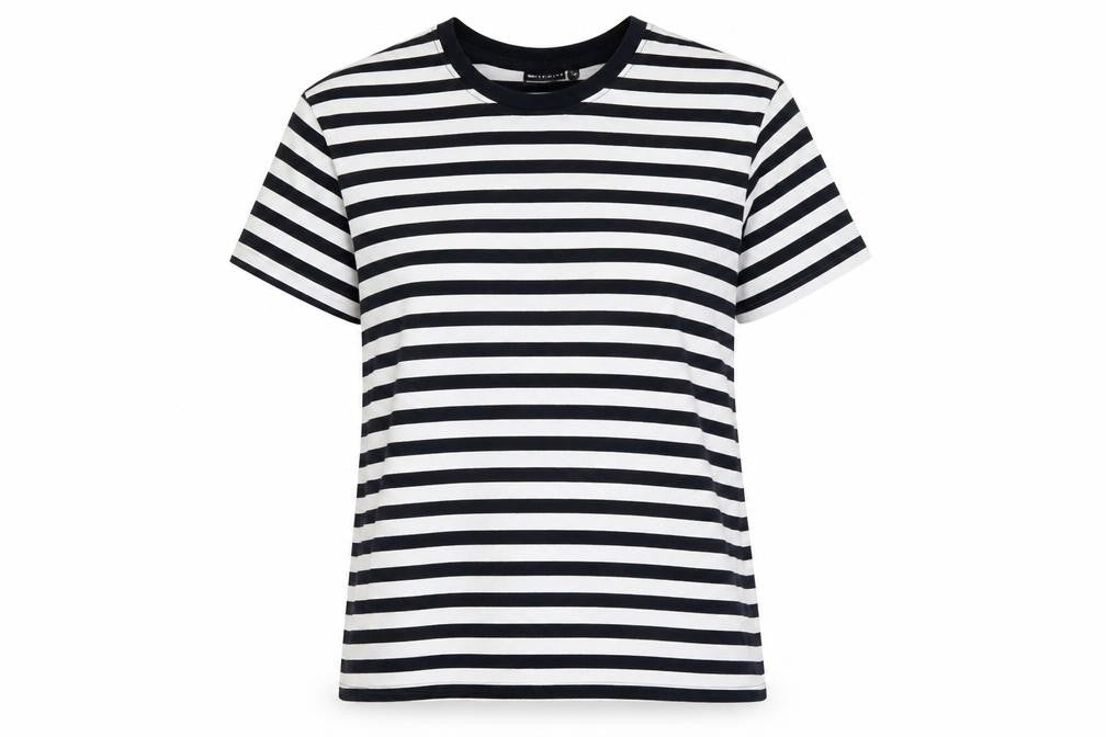 Front view of ASOS DESIGN Women's Black & White Striped T-Shirt, size 12, Maternity