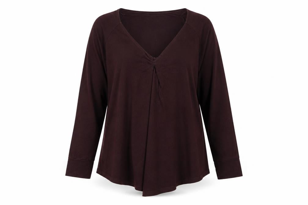 People Tree Women’s Brown Organic Cotton Long Sleeve Tunic Blouse Size 12